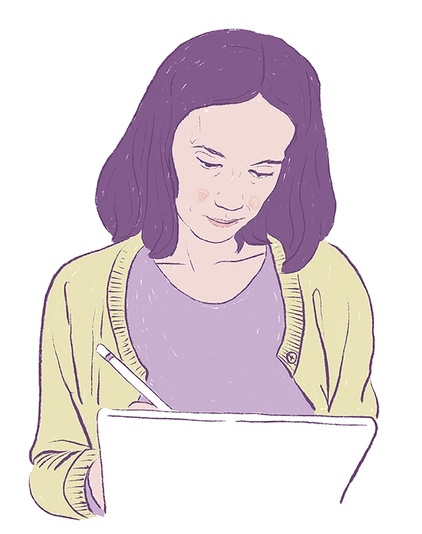 Martina Kurková Nožičková kreslený autoportrét