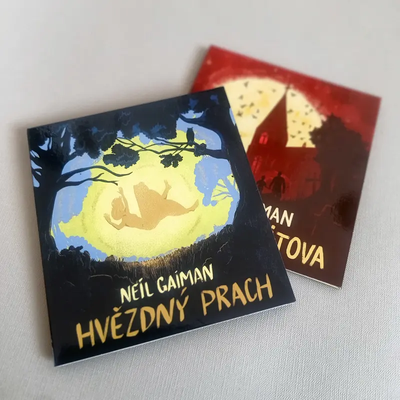 Neil Gaiman – obálky audioknih: Hvězdný prach a Kniha hřbitova