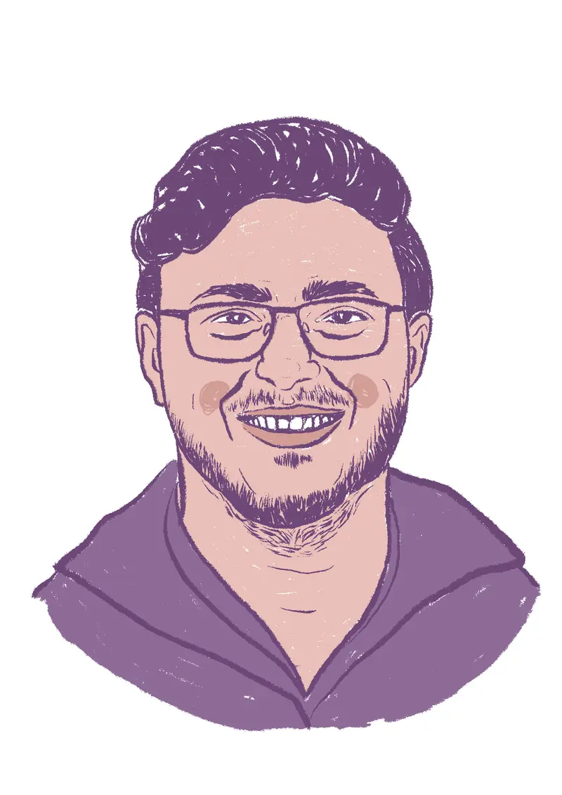 Kreslený portrét mladého dospěleho.