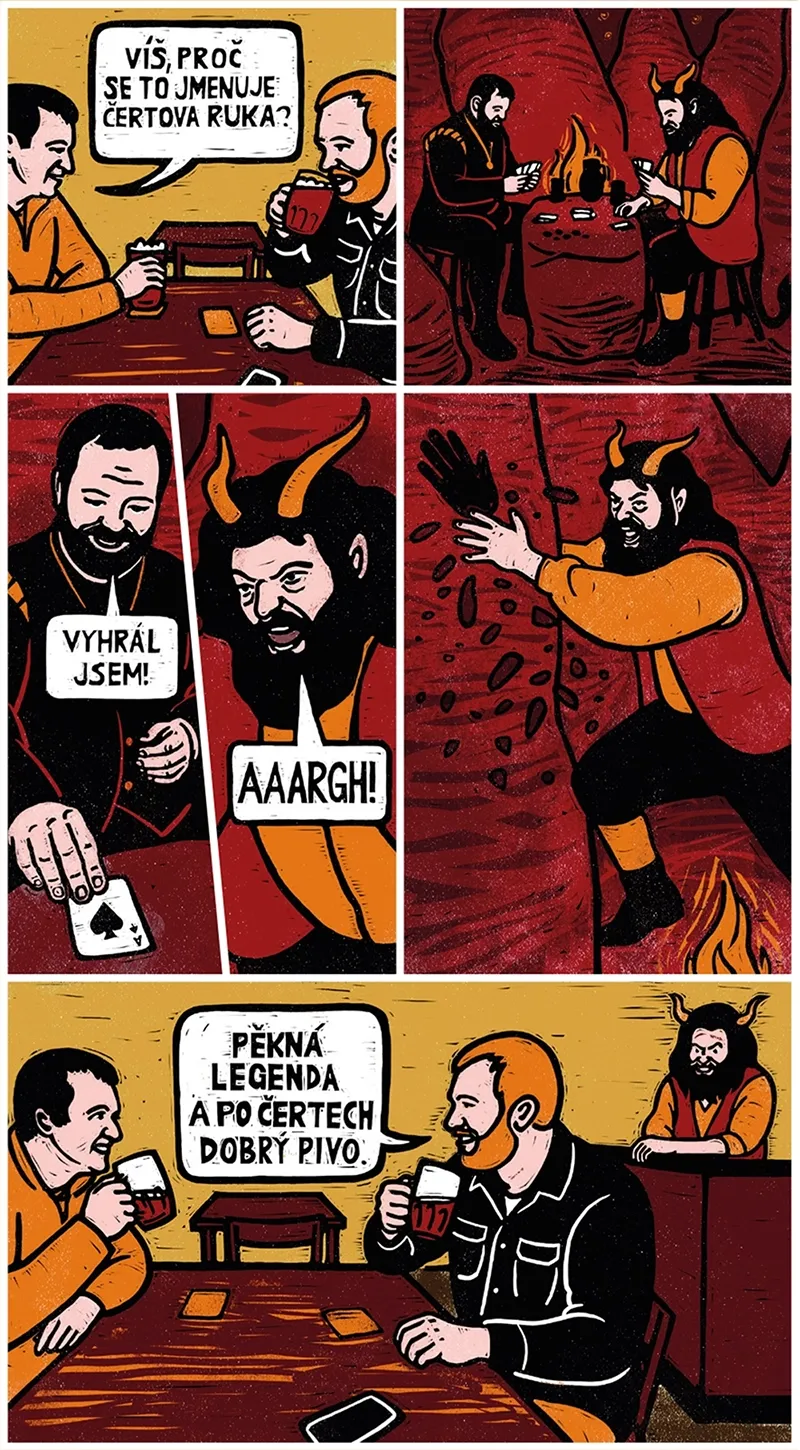 Komiks z pivu Čertova ruka.